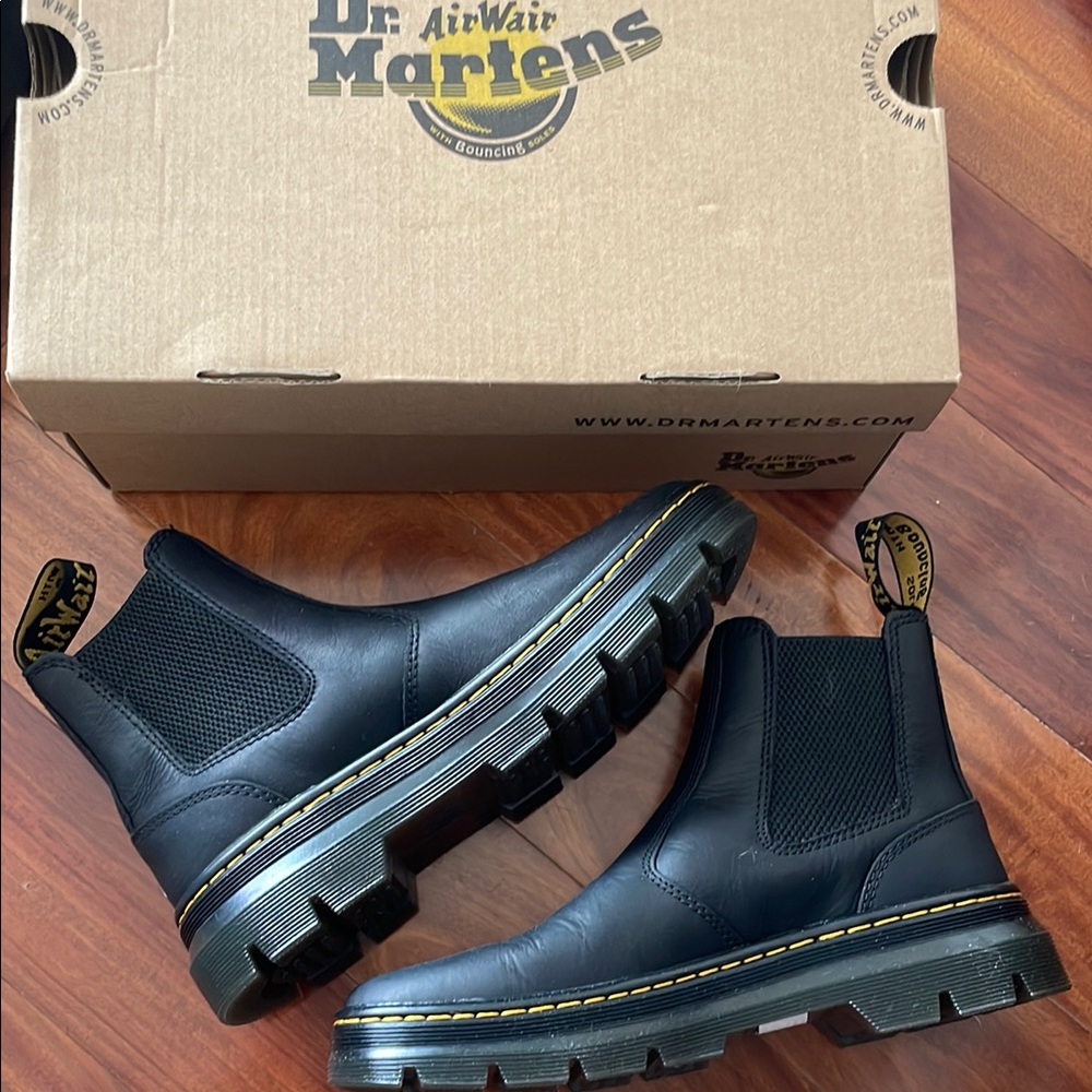 Dr. Martens Black Chelsea Boots with Yellow Stitching - Picture 2 of 7